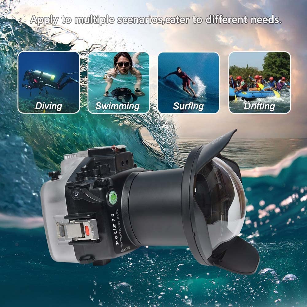 Seafrogs Underwater Housing for Nikon Z6II Z7II +8'' WA006A Dome Port Kit 40M/130FT Waterproof Case for Nikon Z7II Z6II+16-35 1.4 G, 24-70 F2.8, AF-S VR105 F/2.8G, AF-S 8-15 1:3.5-4.5 Lens