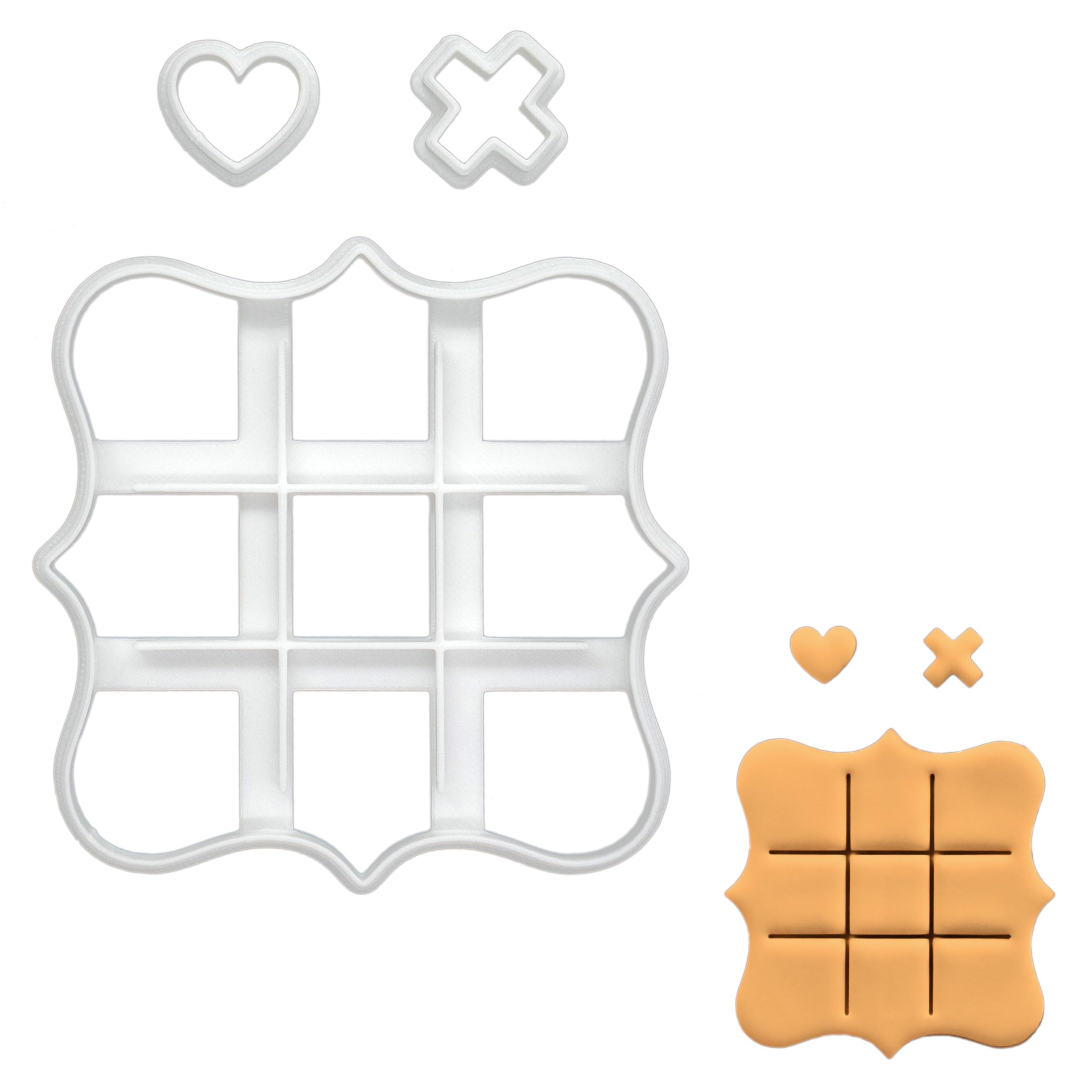 BAKERLOGY Tic Tac Toe Sweetheart Cookie Cutter - Detailed Biscuit Cutter Design for Baking and Crafts, Ideal on Fondant, Dough, Clay