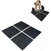 Nisorpa 1" Thick Rubber Exercise Equipment Mats, 20" x 20", 4 Pcs | Anti-Vibration Pads, Sound Absorbing, Gym Floor Tiles Non-Slip, with 12 Pcs Buckles for Fixing