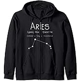 Vintage Distressed Aries Symbol Zodiac Sign Birthday Gift Zip Hoodie
