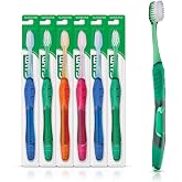 GUM Deep Clean Technique Soft Toothbrush, Compact Head, 1 Count (6 Pack) | Ultra-Fine tapered bristles to reach below the gumline, Quad-Grip ergonomic handle, Gentle on gums, Replace every 3 months