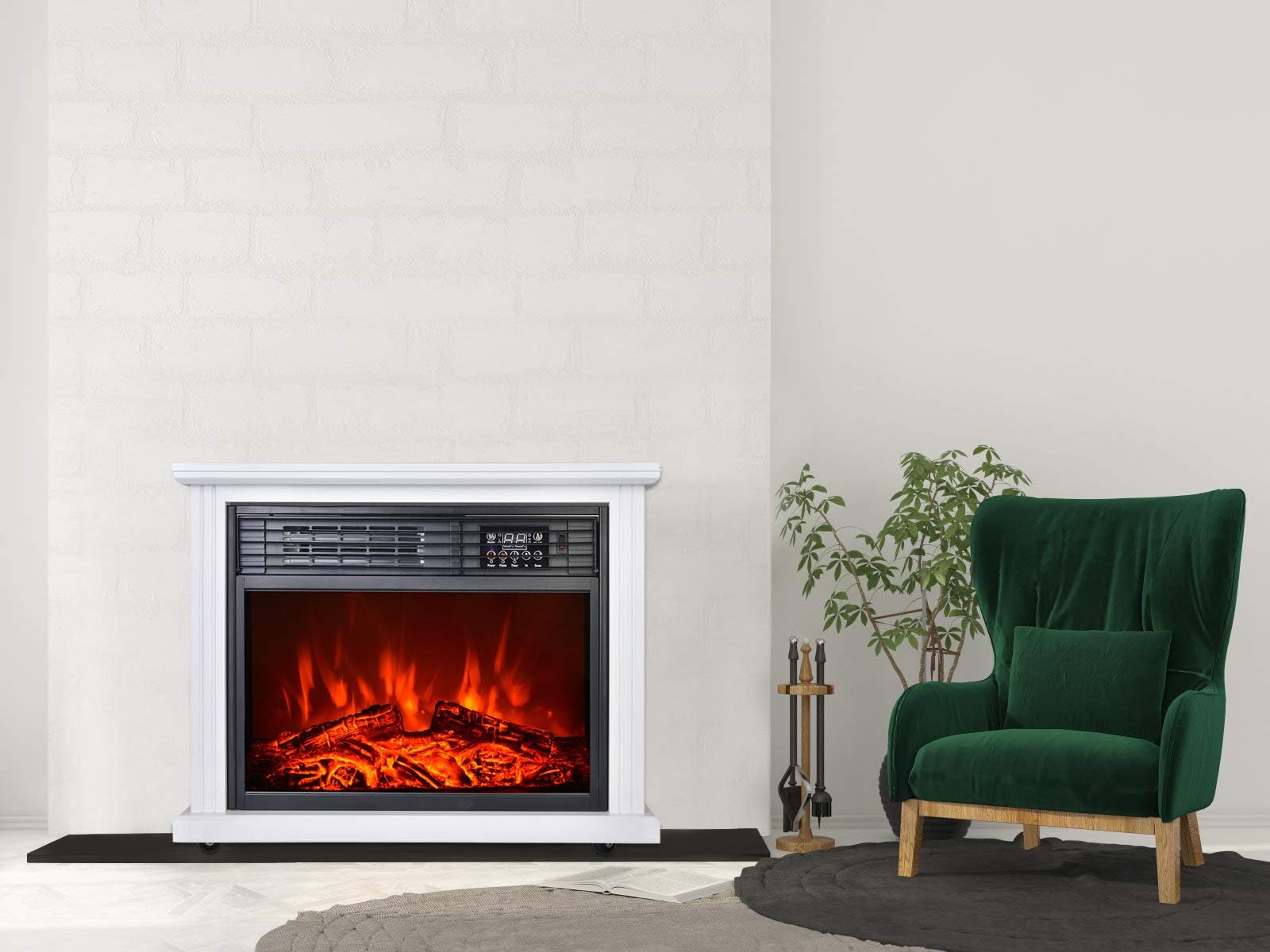 YODOLLA Electric Oak Mantel Surround Fireplace 1800W LED Fireplace with Remote Control