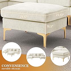 Wrofly U-Shaped Sectional Sofa Couch, 114" Comfy