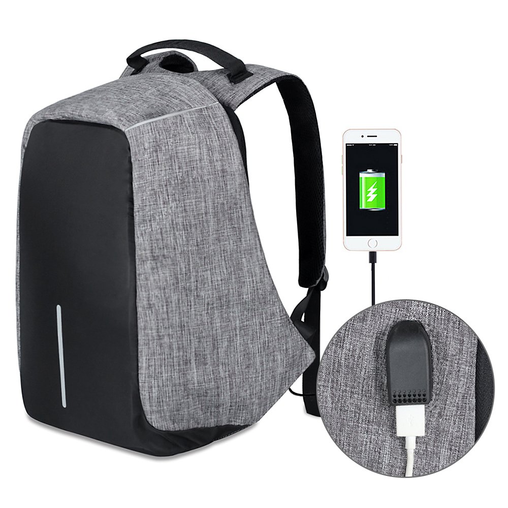 ADUO Anti-theft Laptop Backpack, Waterproof Travel Business Backpack School Hiking Camping Bag with USB Charging Port Fits 15.6 inch Laptop and Notebook ( Grey )