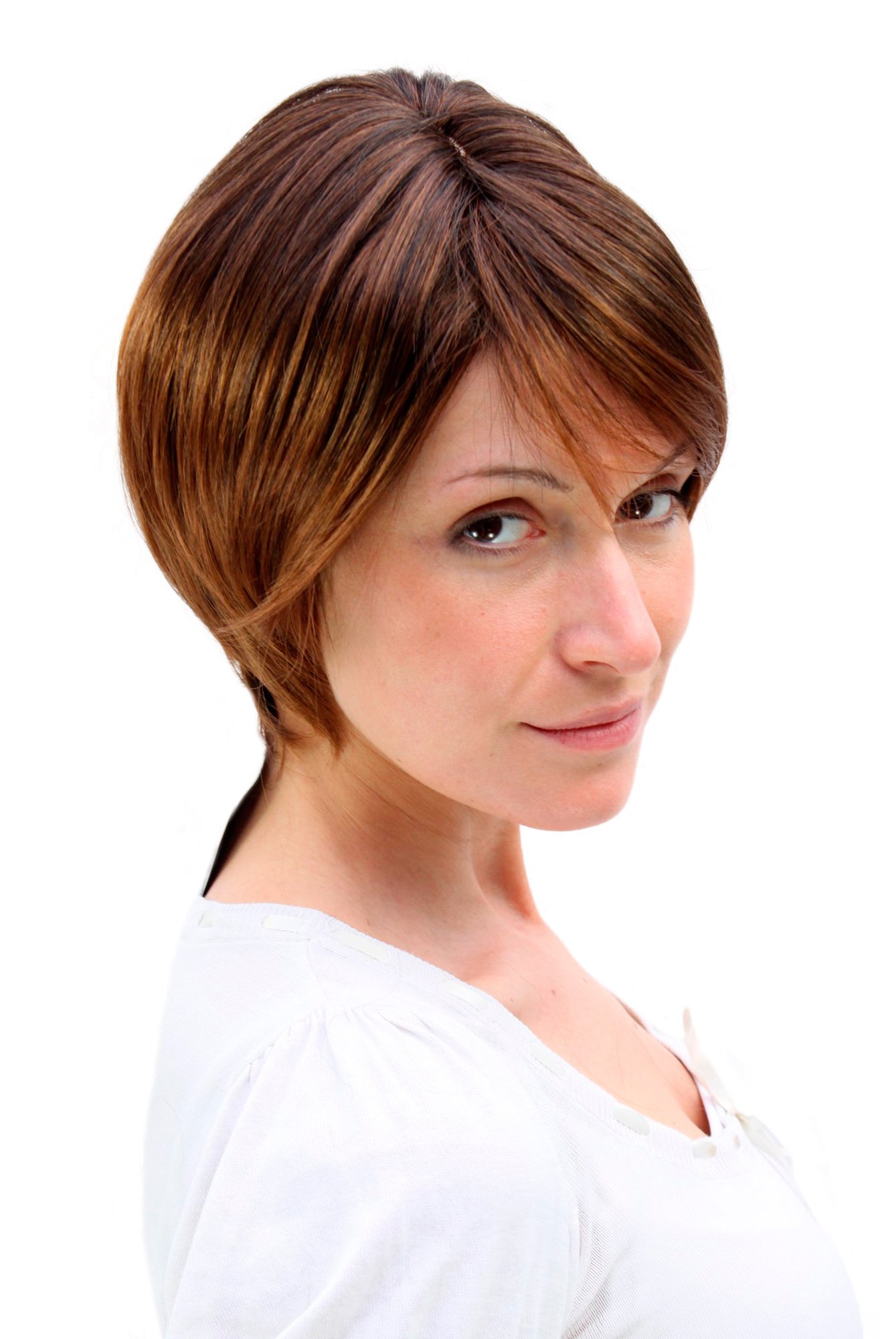 Lady QUALITY Wig short WILD & SEXY crazy parting cosplay BROWN mix BRUNETTE (6082 Colour 2T30) โ image 1