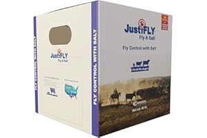 JustiFLY Fly-A-Salt Cattle Fly Control - 44 lb Salt Block, 700 Feedings, Feeds 7 Cows for 3 Months