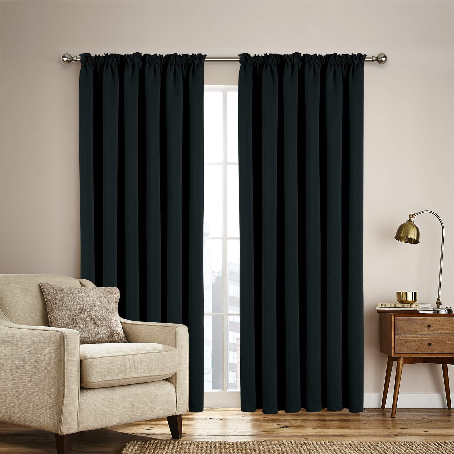 Oxford Homeware Blackout Curtains Bedroom Pencil Pleat Readymade Living