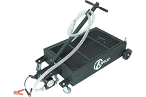 LAPPPLSP 17 Gallon Low Profile Oil Drain Pan with 12V DC Centrifugal Electric Pump for Portable Truck Car Tray 8FT Hose, Black