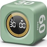 KADAMS Pomodoro Timer &ndash; Visual Cube with 5/10/30/60 Min Presets, LED Countdown Ring &amp; Count Up Mode, Silent Flip Productivity Timer for Study, Classroom, Office, Cooking (Green 5-10-30-60 min)