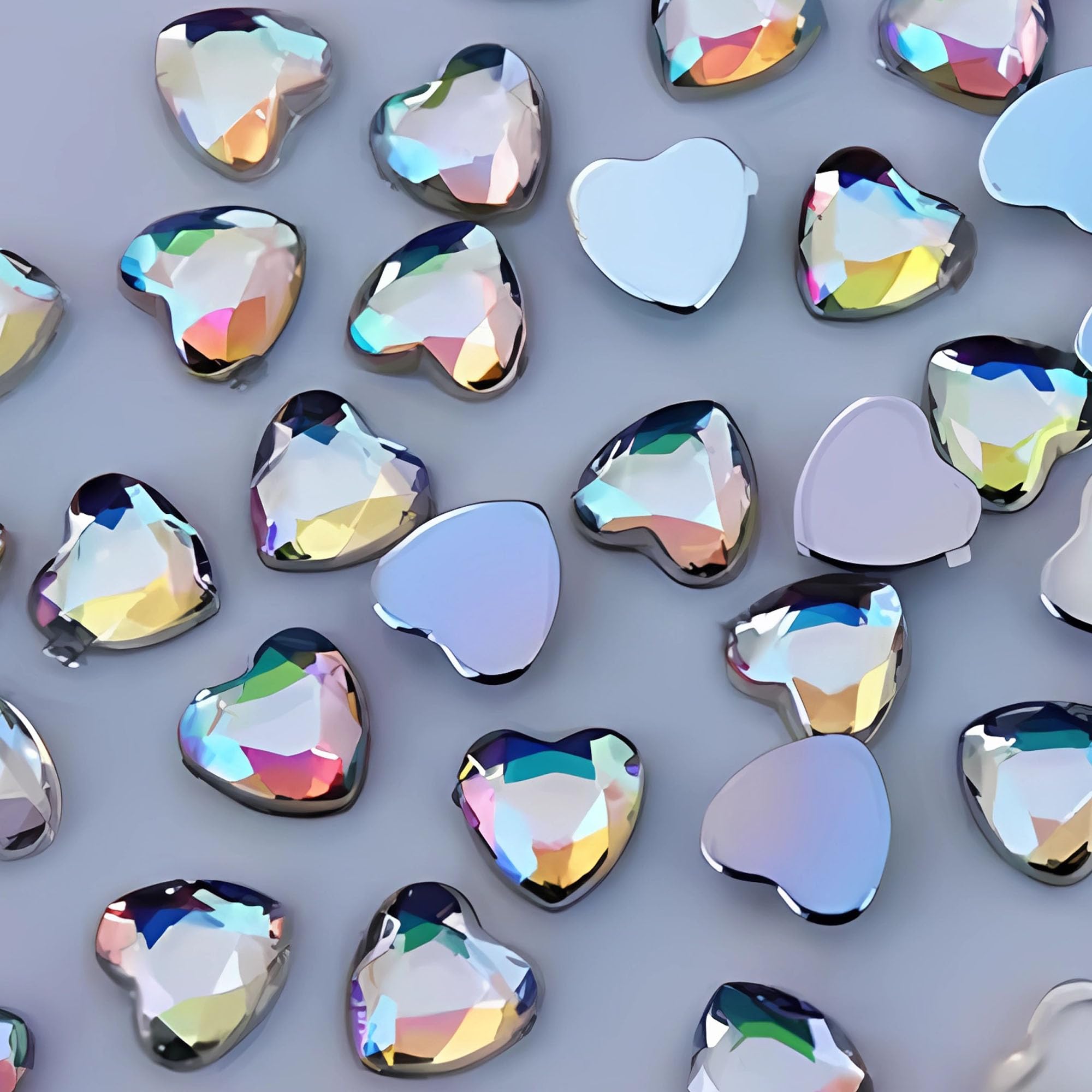 Photo 1 of 100pcs 10mm Flat Back Gems 3D Heart Rhinestones, Acrylic Charms Heart Stones DIY Crafts, Costume Jewels Making for Crafting, Face, Hats, Shoes Embellishments Accessories (White AB)