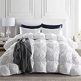 puredown® Goose Down Comforter King Size 800 Fill Power, 100% Cotton All Season Duvet Insert 700 Thread Count, Cloud Fluffy Pinch Pleat Extra Warmth