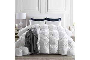 puredown® Goose Down Comforter King Size 800 Fill Power, 100% Cotton All Season Duvet Insert 700 Thread Count, Cloud Fluffy Pinch Pleat Extra Warmth