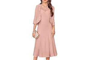 GRACE KARIN Grandma of The Bridal Dress,Weddings Cocktail Evening Dresse for Women, Lace Sequins Midi Dresses with Jackets