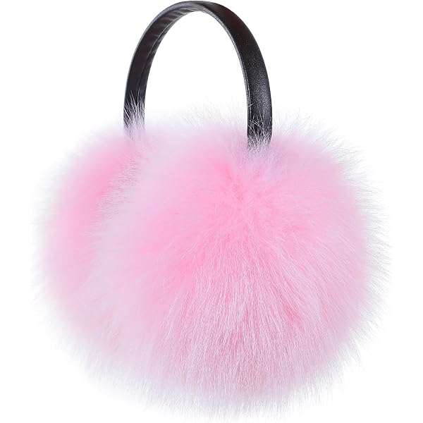 Dyed Baby Pink Fox Earmuffs at Amazon Women display picture 1