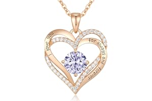 CDE Valentine's Day Gift for her - Forever Love Heart Pendant Birthstone Necklaces for Women. 925 Sterling Silver with Birthstone Zirconia. Ideal Anniversary or Birthday Gift for Wife, Luxury Jewelry for Women Mom Girlfriend Girls - Your Forever Love.
