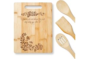 KITCHENVOY Sister You're a cut above the rest any way you slice it Bamboo Cutting Board - Gifts for Sister from Sister on Mothers Day, Birthday Gifts for Sisters, Sister in Law - Sister Cutting Board