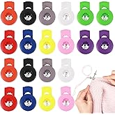 20PCS Knitting Needle Stoppers, Plastic Knit Needles Point Protectors Caps Needle Minders Locks, Single Hole Spring Toggle Stitch Stopper Holders Essential Knitting Accessories for Finger