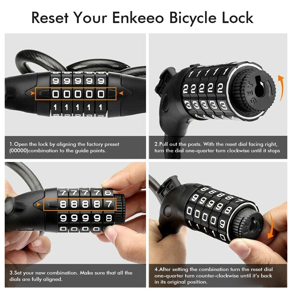 WISE TIGER WT-HM1303 Anti-Theft Bike Cable Lock, Self Coiling Resettable Combination 5-Digit Bicycle Locks High Security for Outdoor, Come with Complimentary Mounting Bracket,