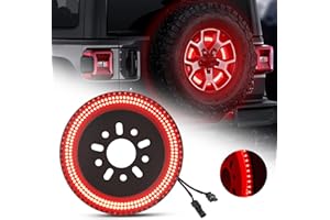 SUPAREE 3-Side Spare Tire Brake Light, 400PCS LED Wheel Light, Plug-N-Play 3rd Third Brake Light Fits for Jeep Wrangler 2018-2025 Wrangler JL JLU, Bright Red Light