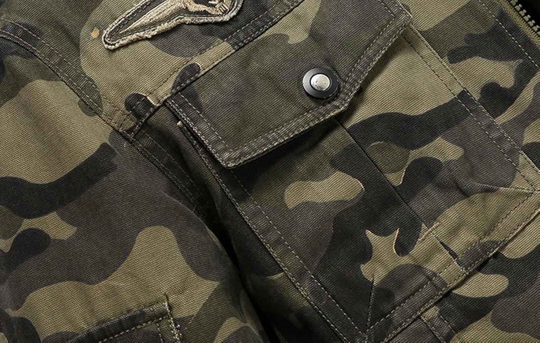 Springrain Men's Casual Slim Stand Collar Tooling Camouflage Cotton Jackets at  Men’s Clothing store