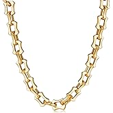 PHNIBIRD Statement Necklace for Women Gold Chunky Long Chain with 0.5-Inch Thick Links Non Tarnish Adjustable Length 47+10CM