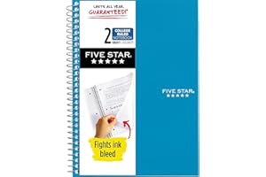 Five Star Spiral Notebook, 2 Subject, College Ruled Paper, 100 sheets, 9-1/2" x 6", Color Selected For You, 1 Count (06180)