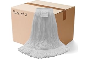DIRECT MOP SALES, INC. Professional Nylon Looped-End Wax Mop (3 Pack) - Medium Size with Narrow Band
