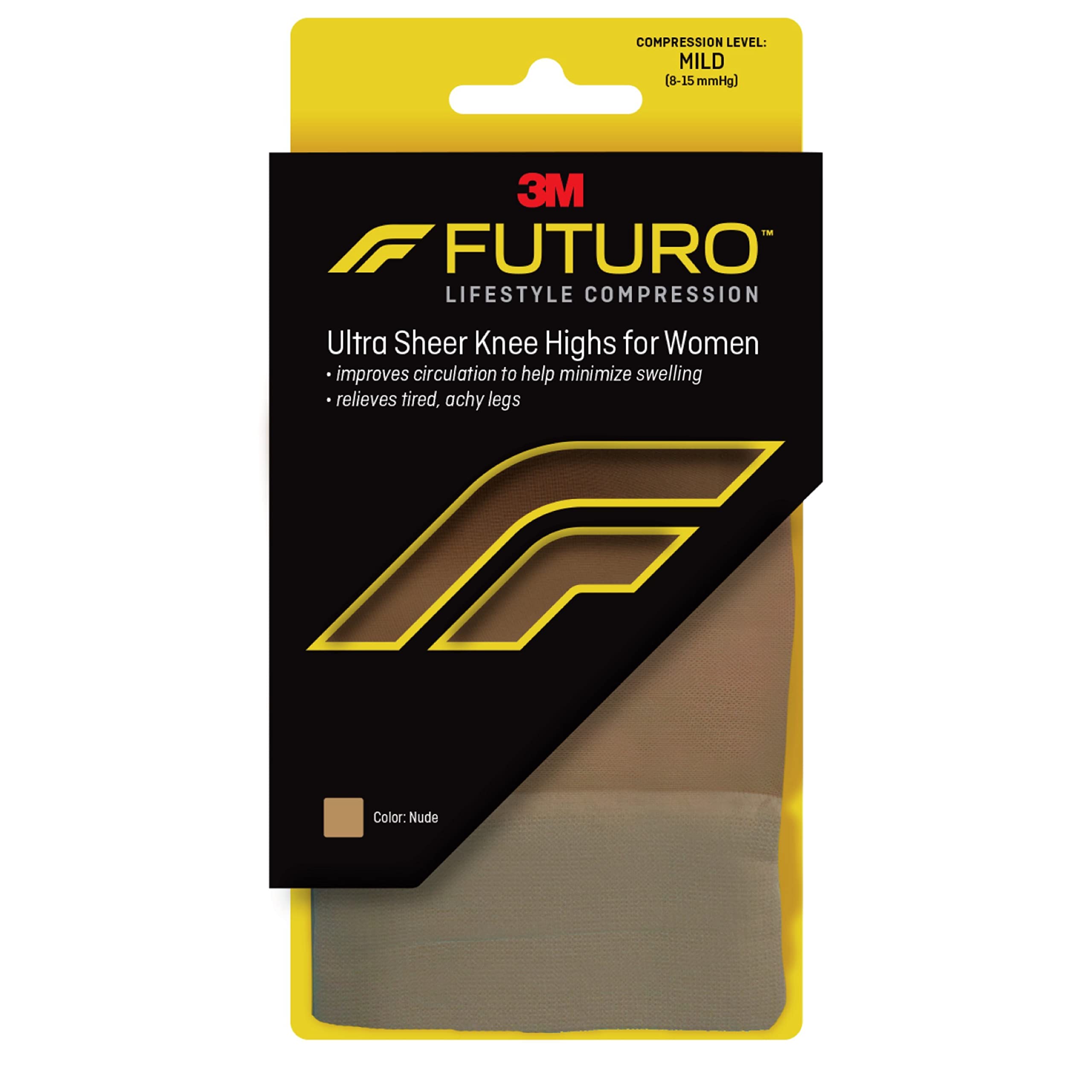 Photo 1 of FUTURO Ultra Sheer Knee Highs for Women, Medium, Nude, Mild (8-15 mm/Hg)