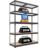 HOMEDANT 47.7" W 5 Tier Heavy Duty Garage Shelving Adjustable Metal Rack Storage Shelves Standing Shelf Unit Organizers Industrial Warehouse Basement Black 1Pack