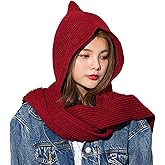 SIQITECHNO Winter Women Hooded Scarf Knitted Hooded Long Scarf Large Head Wrap Scarves for Women Lightweight Warm Shawl