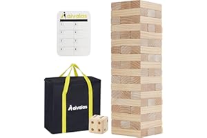 Aivalas Giant Timber Blocks Games, 56 Blocks Large Tower Outdoor Indoor Game - Includes Carry Bag and Scoreboard, Wood Stacki