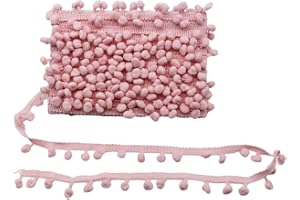 Yalulu 20Yards Mini Pom Pom Trim Ball Fringe Ribbon DIY Sewing Accessory Lace Trim for Pillow Curtains Home Decoration (Light Pink)