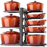 MUDEELA 8-Tier Pots and Pans Organizer under Cabinet, Adjustable Heavy Duty 120LBS Pot and Pan Organizer Rack inside Cabinet for Kitchen Organizer Cast-iron Pans, Heavy Skillets Griddles, Shallow Pots