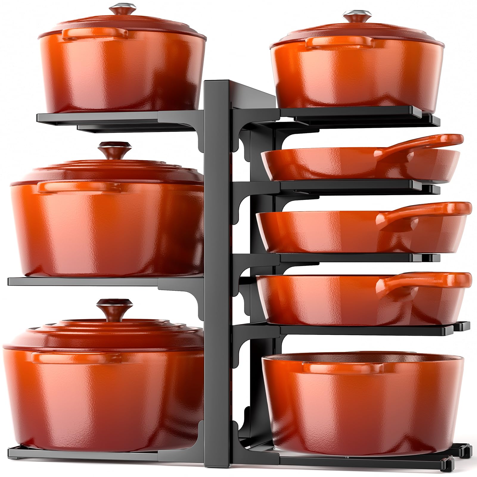 Photo 1 of MUDEELA 8-Tier Pots and Pans Organizer under Cabinet, Adjustable Heavy Duty 120LBS Pot and Pan Organizer Rack inside Cabinet for Kitchen Organizer Cast-iron Pans, Heavy Skillets Griddles, Shallow Pots