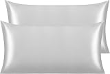 NTBAY Silk Satin Pillowcases 2 Pack 50x90 cm Envelope Closure Silver Grey