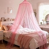 SYHITOU Pink Princess Bed Canopy for Girls,Kids Canopy Bed for Twin, Full, and Queen Sizes; Mosquito Net for Outdoor Use;Bedroom Accessories;Ceiling Tent for Reading Nooks