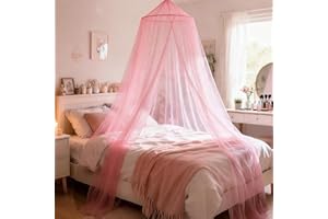 SYHITOU Pink Princess Bed Canopy for Girls,Kids Canopy Bed for Twin, Full, and Queen Sizes; Mosquito Net for Outdoor Use;Bedr