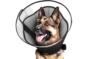 Dog Cones for Large Medium Small Dogs After Surgery, Megeo Adjustable Soft Dog Cone Collar, Dog Recovery Collars to Prevent Pets from Touching Stitches, Wounds and Rashes (Grey, XX-Large)