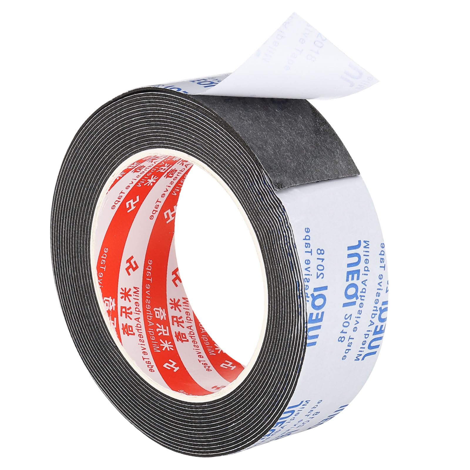 PATIKIL 5m/16.4ft Sealing Foam Tape, 35mm Wide 1mm Thick Single Sided Weather Stripping Door Furniture Seal Strip for Window Pipes Insulation, Black