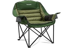 Youtanic Oversized Camping Chair, Portable Folding Camping Chairs with Side Pocket, Cup Holder and Carry Bag, Heavy Duty Outdoor Camping Chairs for Adults, Fishing, Sports, Trip, up to 400lbs, Style 2