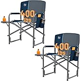 TIMBER RIDGE Aluminum Oversized Camping Chair, Lightweight Portable Directors Chair with Side Table Detachable Side Pocket fo