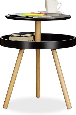 Relaxdays Beistelltisch Rund Schwarz Holz Birke Ablage Dreibein Sofatisch Couchtisch Hxbxt 55 X 47 X 47 Cm Black Amazon De Kuche Haushalt