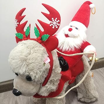 Amazon クリスマスペットコスチューム ペット用品 トナカイサンタクロースコスチューム クリスマスコスチューム 猫と犬の帽子クリスマス ギフトパーティーコスチューム調整可能 Mサイズ Ourelects コスチューム 通販