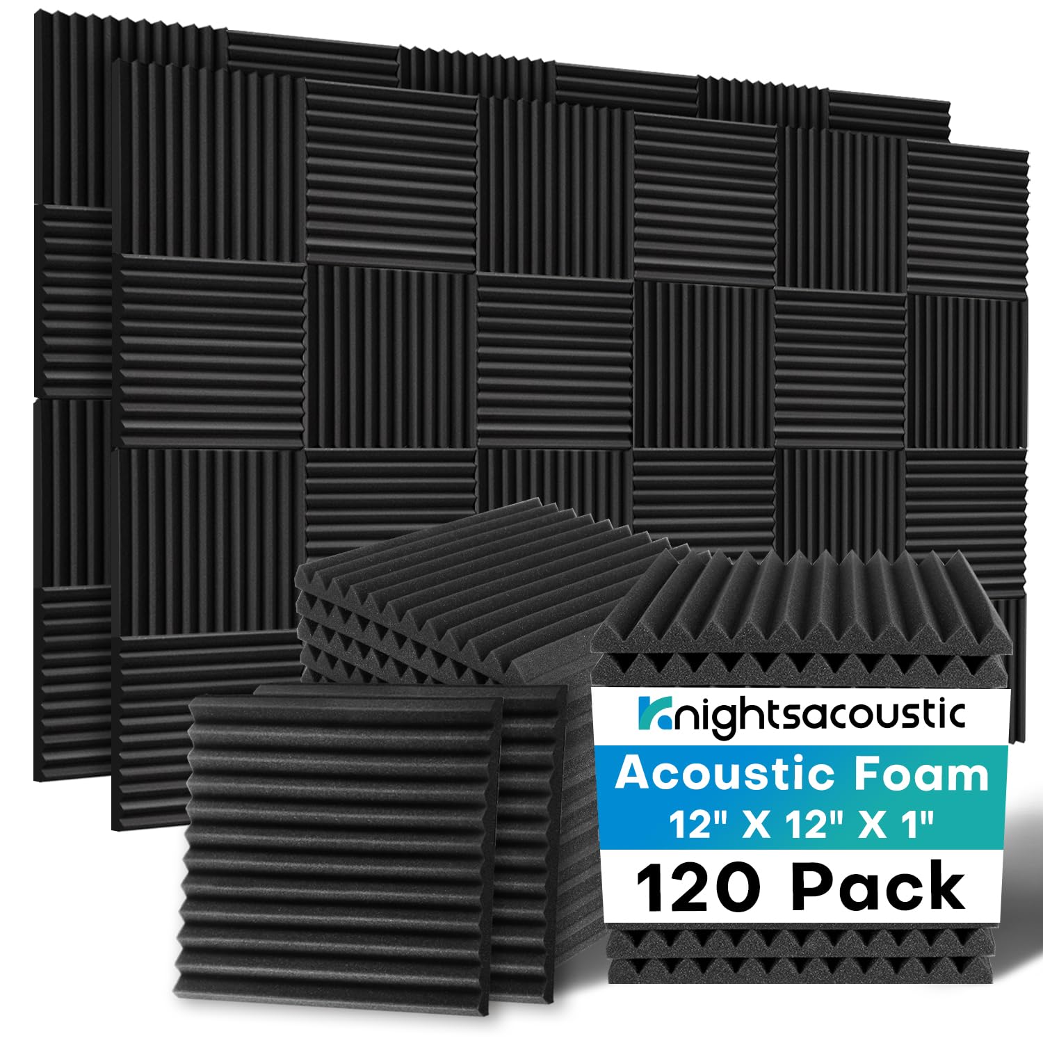 Photo 1 of 120 Pack Acoustic Foam Panels, 1 X 12 X 12 Inches Sound Proof Foam Panels for Walls, High Density Acoustic Panels Sound Absorbing (NOT INCLUDE ADHESIVE)