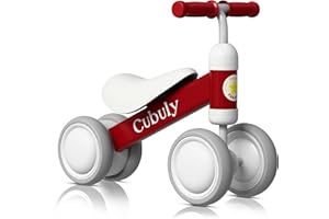 Cubuly Red Baby Balance Bike for 1-3 Year Old Boy Girl Gifts, 12-36 Month Toddler Balance Bike, No Pedal Soft Seat First Ride on Toys for Toddler 1-3- Easy to Assemble- Video Guide Included