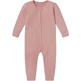 MORI Baby Ribbed Clever One Piece Pajamas - Viscose from Bamboo and Cotton Blend - Unisex Infant Two Way Zipped Long Sleeve