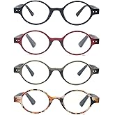 OLOMEE Small Round Reading Glasses Women Men Cute Circular Readers Stylish Lightweight Cheaters Glasses Spring Hinges 4 Pack