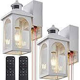 YJXGDIL Porch Light with GFCI Outlet: 2 Pack Motion Sensor Porch Lights Outdoor with Remote Control Dusk to Dawn Exterior Lig