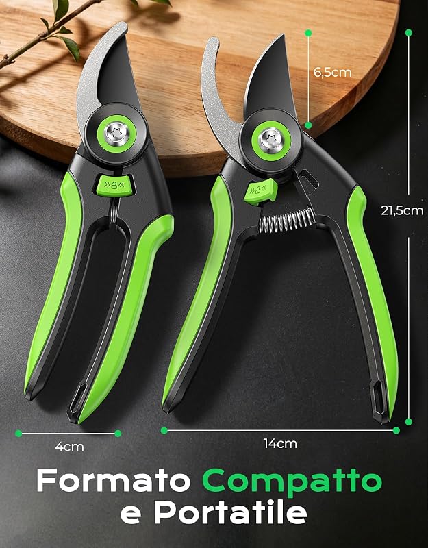 Forbici Potatura Professionali, Lama Acciaio SK5 Cesoie Potatura — foto 6 di 7