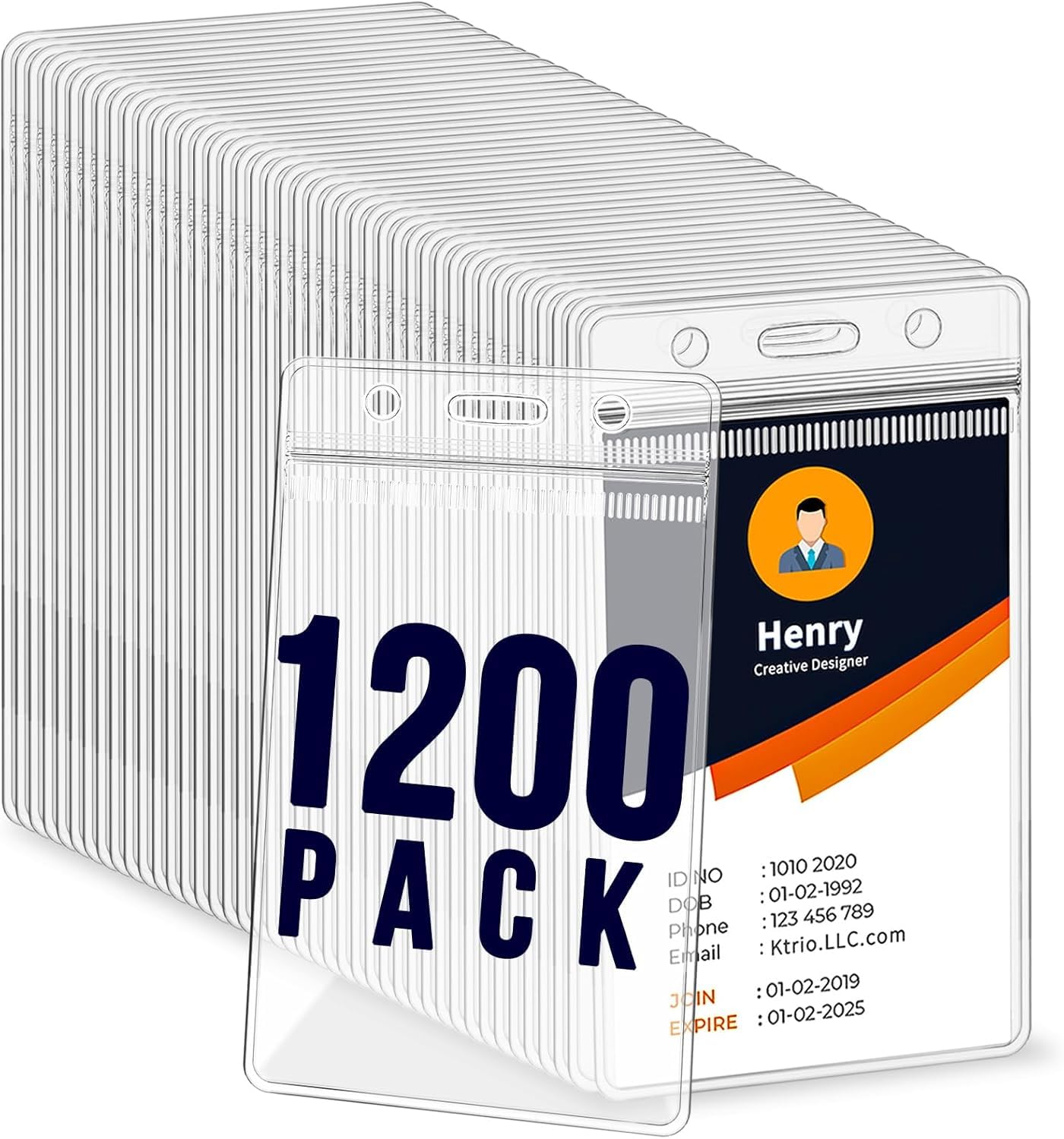 Photo 1 of 1200 Pack Badge Holder, Plastic ID Badge Holder, Clear Waterproof ID Card Holder with Resealable Zip, 2.5" x 3.8" Vertical Name Tag Holder for Nurses and Office, Fits ID Card/Credit Card/Student Card